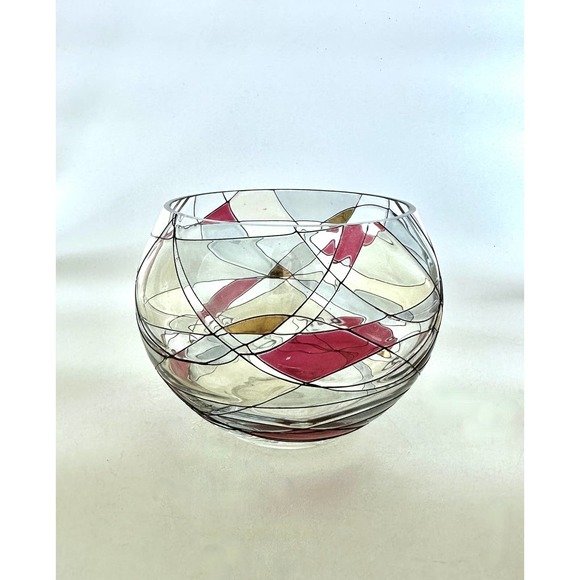 Retired Partylite Mosaic Calypso Glass Votive Holder Rose Bowl - Picture 1 of 10